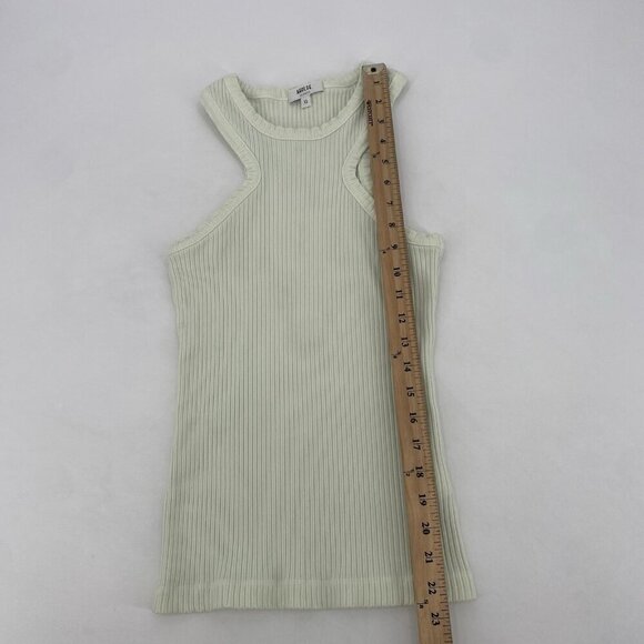 Agolde Size XS Bea Cutaway Tank Top Honeydew Green Crew Neck Racerback Stretch - Picture 7 of 10